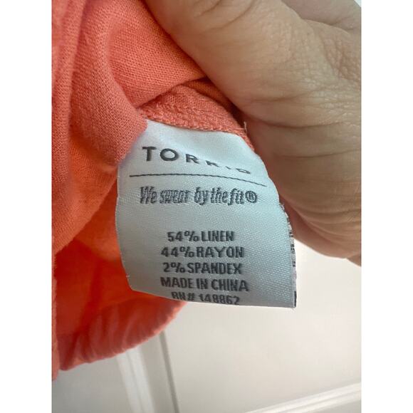 Torrid Coral Peachy Linen Blend Anorak Jacket with Short Sleeves - Picture 4 of 6